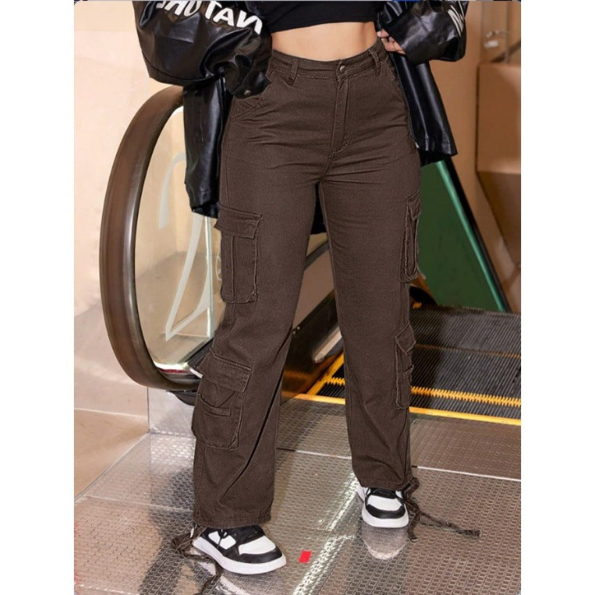 Damen Utility-Cargo-Chino mit Mehrfach-Pattentaschen und Kordelzugsaum Nord Taschen