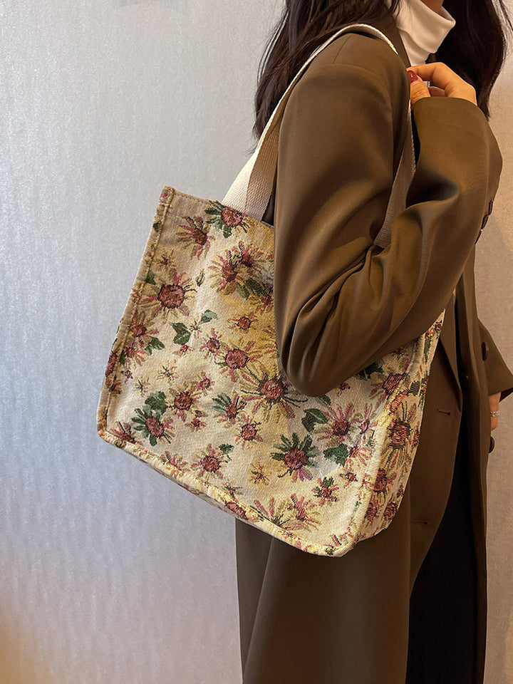 Damen Jute-Shopper-Tasche mit floralem Design und robusten Henkeln Nord Taschen