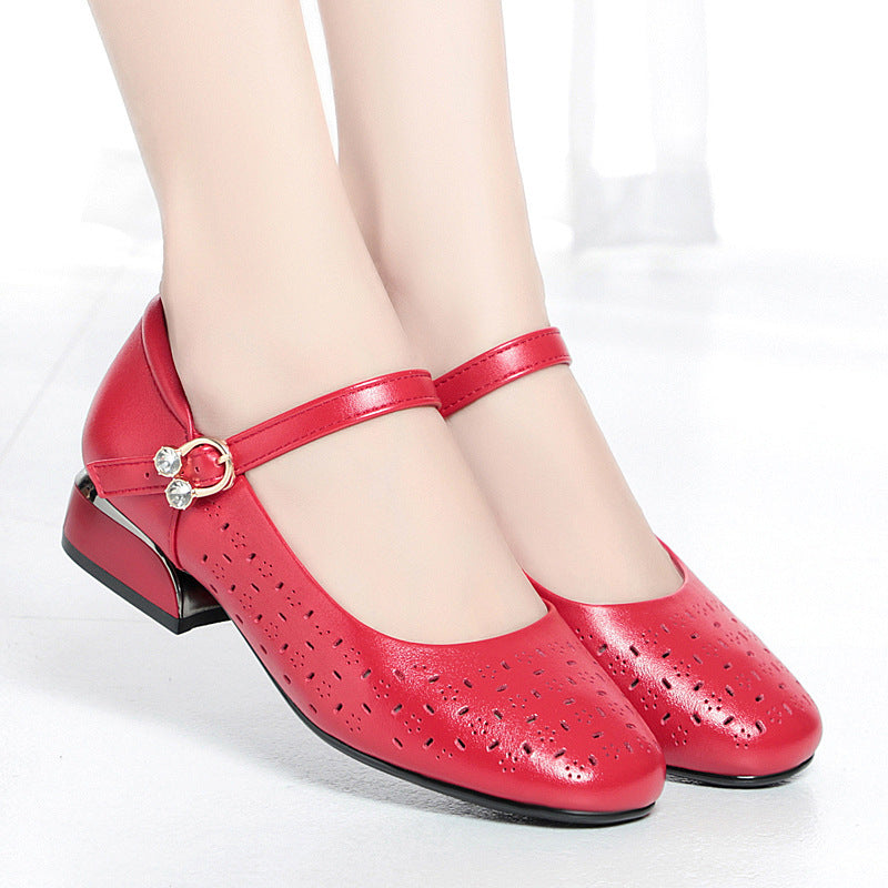Damen Elegante Ballerinas mit dekorativen Perforationen und komfortablem Riemen Nord Taschen