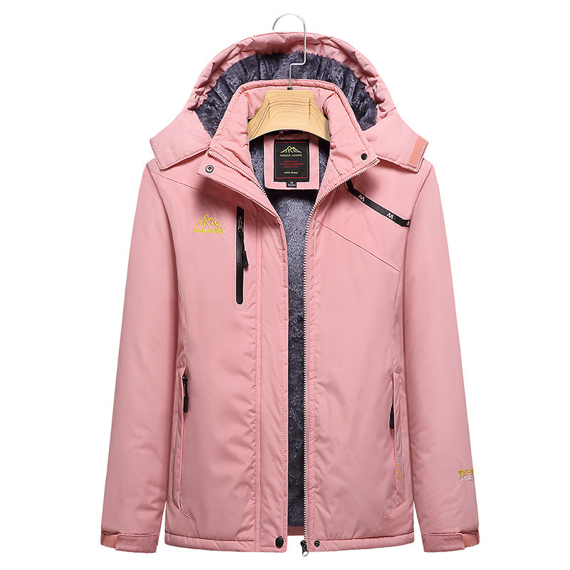 Damen Wattierte Winterjacke mit Fleece‑Innenfutter, abnehmbarer Kapuze und wasserdichter Softshell-Außenlage Nord Taschen