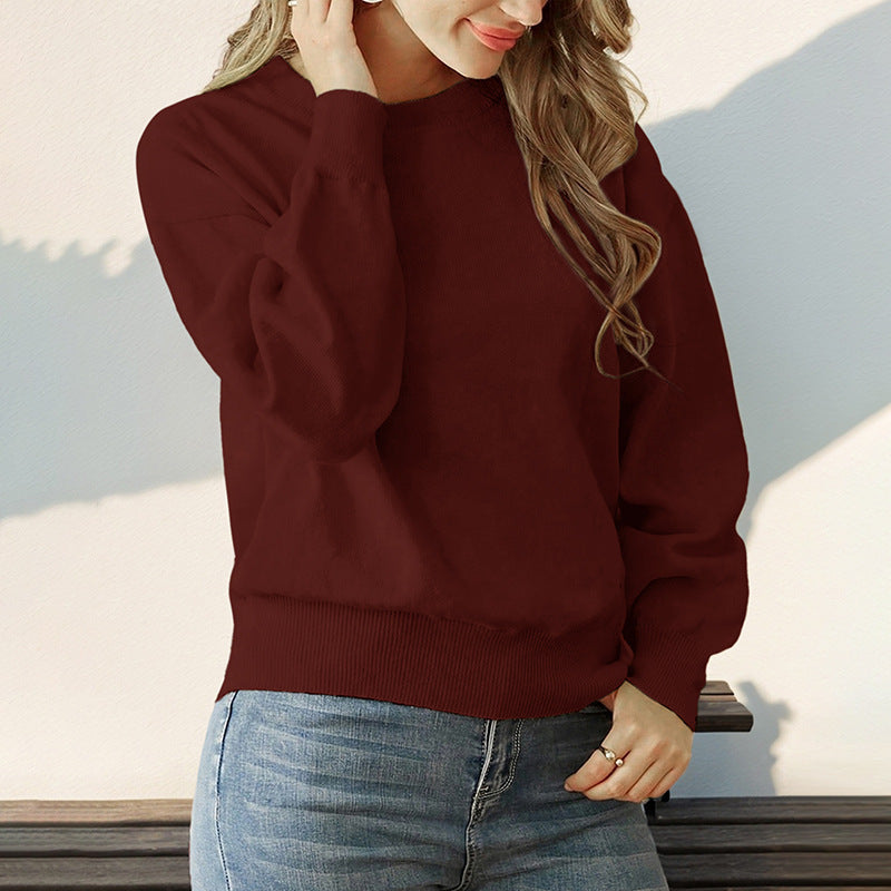 Damen Lockerer Feinstrickpullover mit Herzchen-Allover, Rundhalsausschnitt und elastischem Saum Nord Taschen
