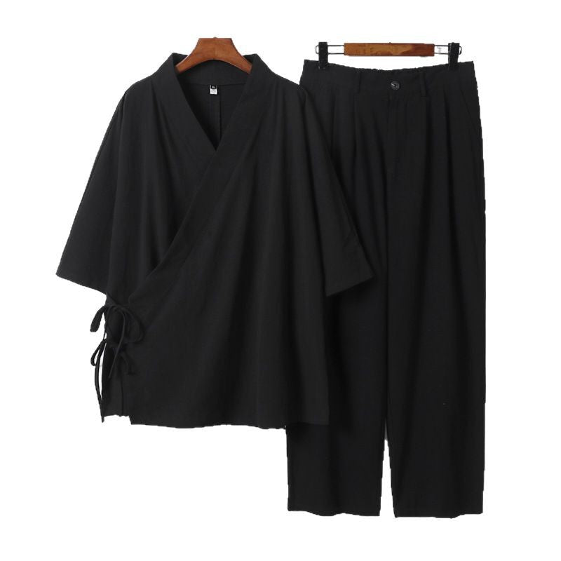 Unisex Kimono-Freizeit-Set mit Wickeloberteil und elastischer Bundhose Nord Taschen