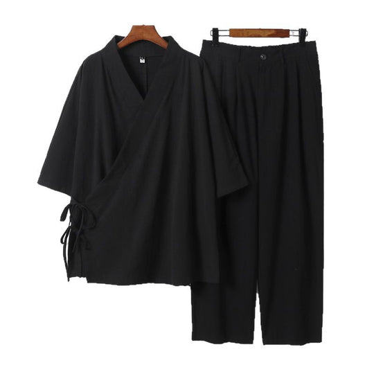 Unisex Kimono-Freizeit-Set mit Wickeloberteil und elastischer Bundhose Nord Taschen