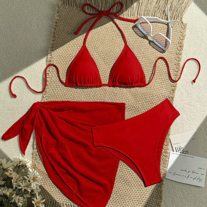 Damen Triangel-Bikini mit Wickeltuch und verstellbaren Trägern