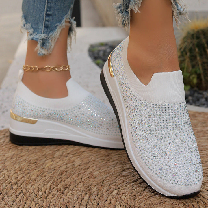 Damen Glitzernde Slip-On Sneakers mit bequemer und dämpfender Sohle