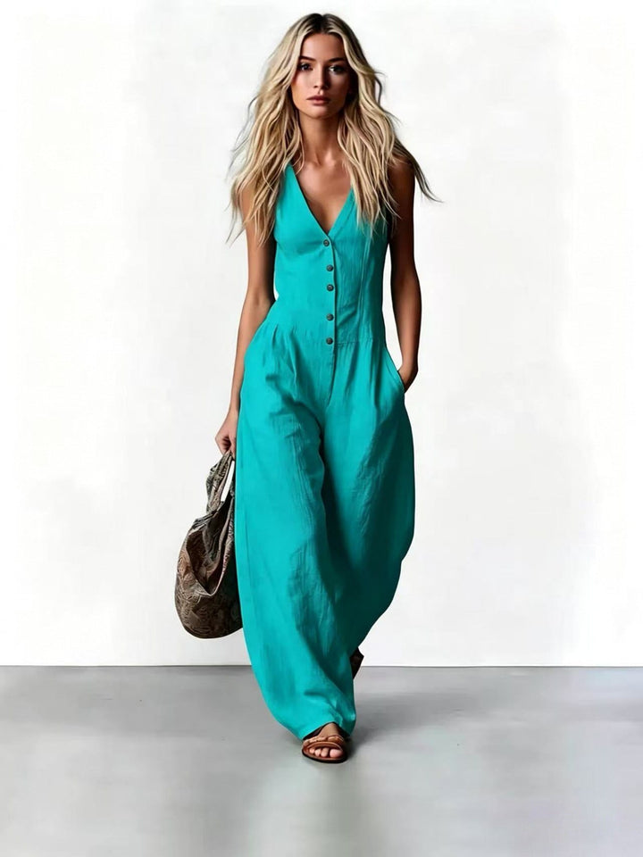 Damen Maxikleid mit elegantem V-Ausschnitt und seitlichem Schlitz