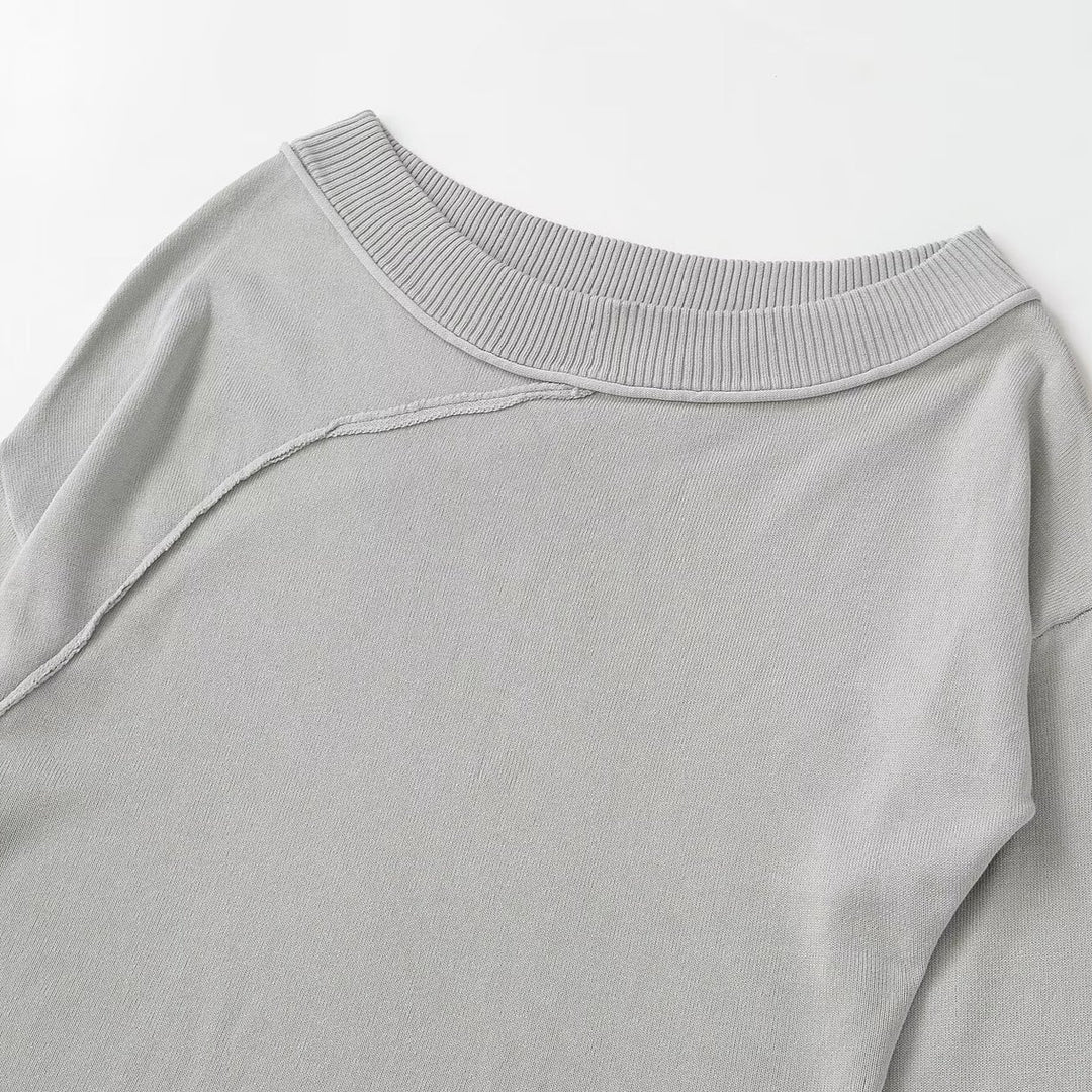 Damen Asymmetrisches Feinstrick-Longsleeve mit weitem U-Boot-Ausschnitt Nord Taschen