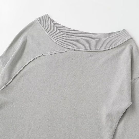 Damen Asymmetrisches Feinstrick-Longsleeve mit weitem U-Boot-Ausschnitt Nord Taschen