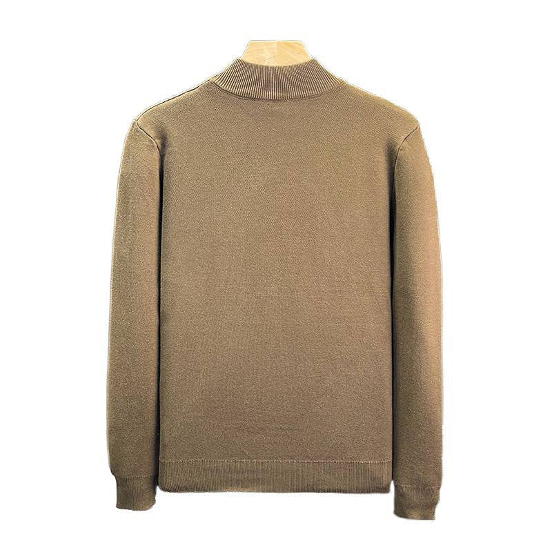 Herren Feinstrick-Pullover mit kurzem Stehkragen und geometrischem Intarsia-Design Nord Taschen