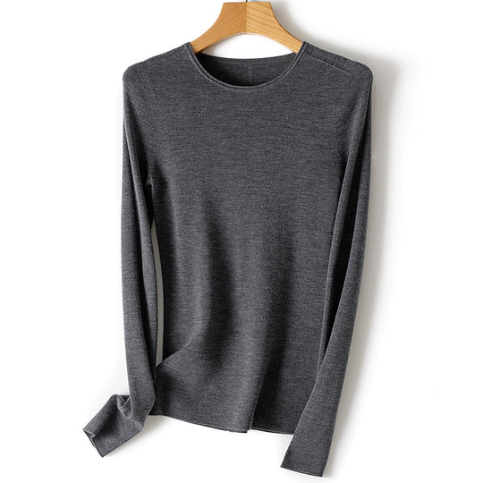 Damen Feiner Feinstrickpullover mit Rundhalsausschnitt und figurnaher Silhouette Nord Taschen