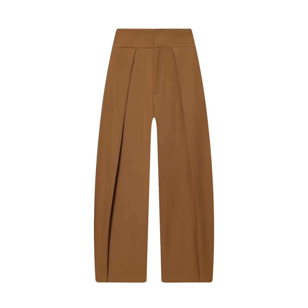 Damen Weite Highwaist-Hose mit Frontfalten und fließender Palazzo-Silhouette Nord Taschen
