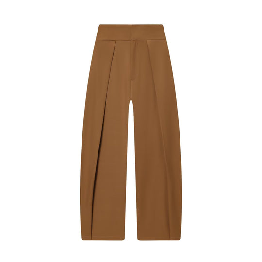 Damen Weite Highwaist-Hose mit Frontfalten und fließender Palazzo-Silhouette Nord Taschen