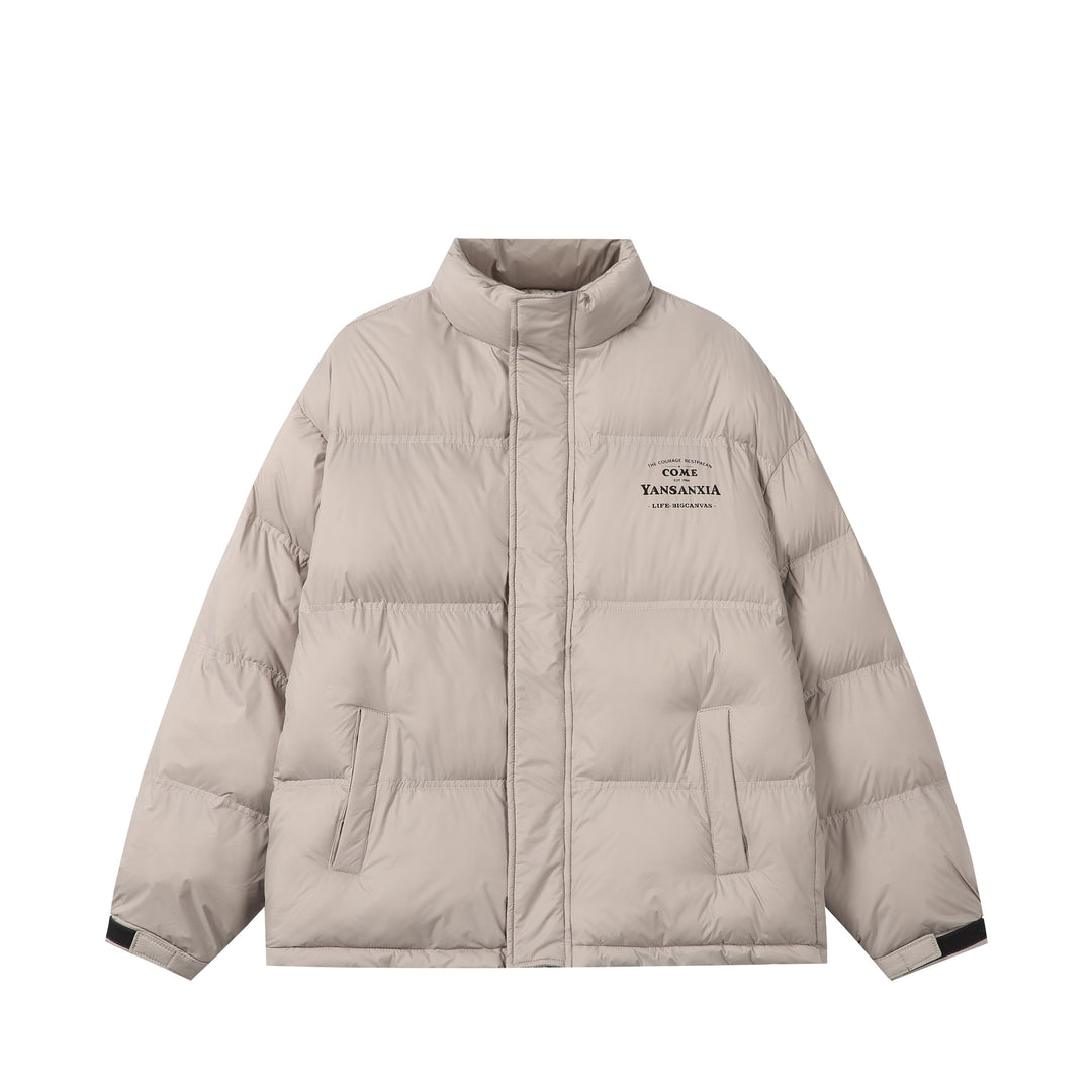Unisex Kurz geschnittene wattierte Oversize-Jacke mit hohem Stehkragen und Logo-Print Nord Taschen