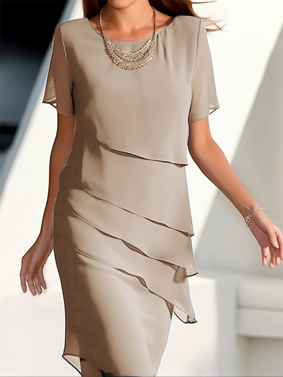 Damen elegantes Wickelkleid mit Schichten