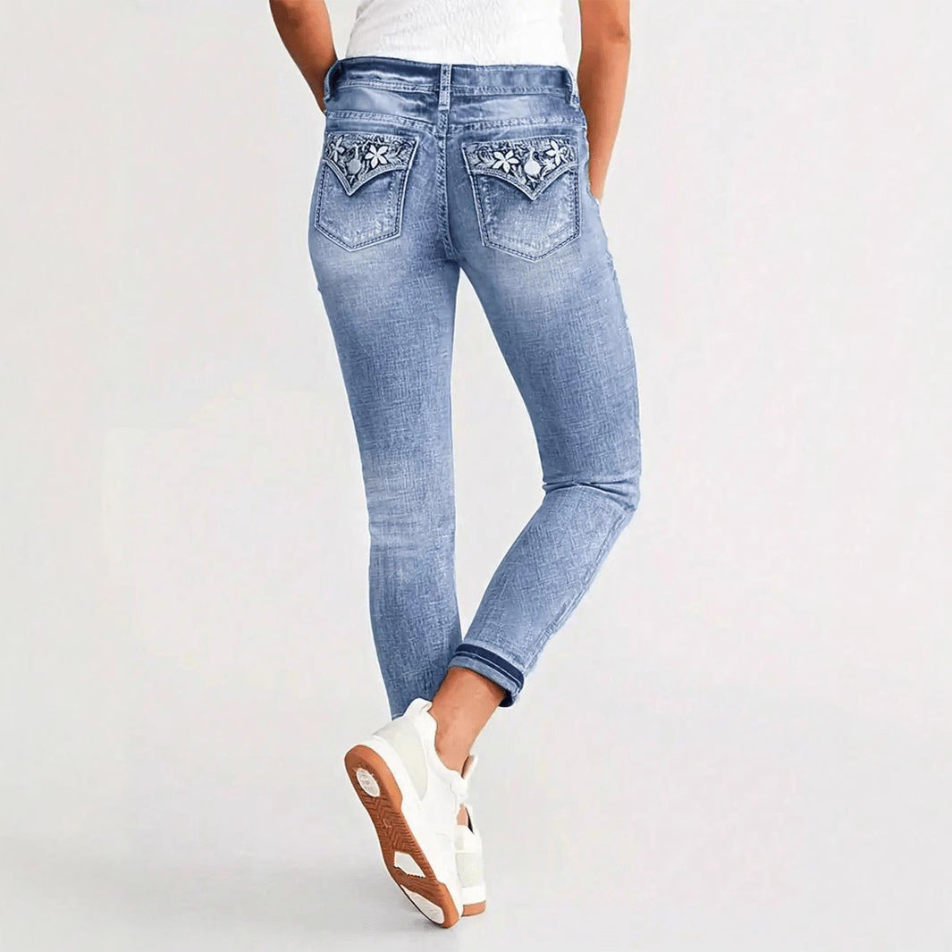 Damen eng anliegende hochgeschnittene Skinny-Jeans mit Sculpting-Effekt und Five-Pocket-Design Nord Taschen