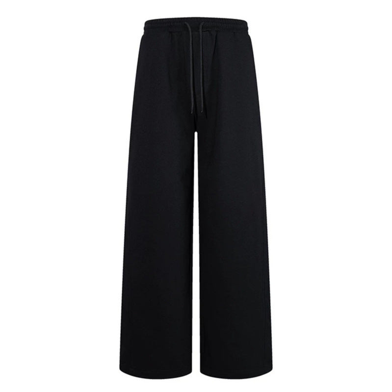 Damen Extraweite Baumwoll-Palazzo-Sweathose mit hohem Komfortbund, Tunnelzug und geradem Bein Nord Taschen