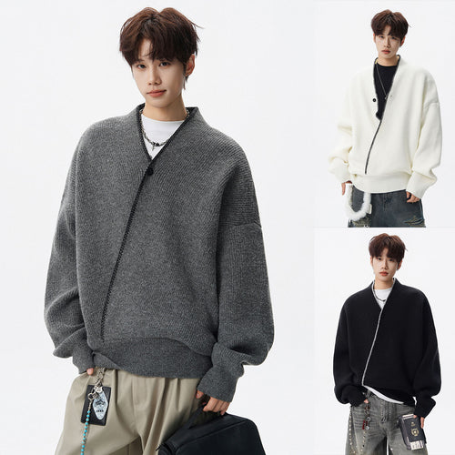 Herren Großer Strickpullover mit Knopfleiste Nord Taschen