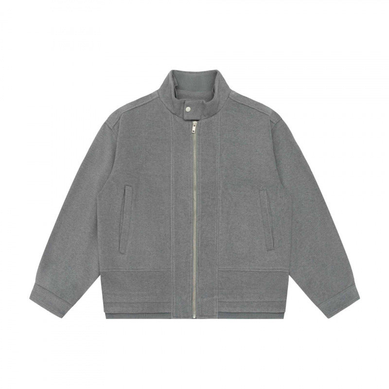 Herren Kurz geschnittener Boxy‑Blouson aus Wollmix mit Stehkragen, Metallreißverschluss und verdeckten Eingrifftaschen Nord Taschen