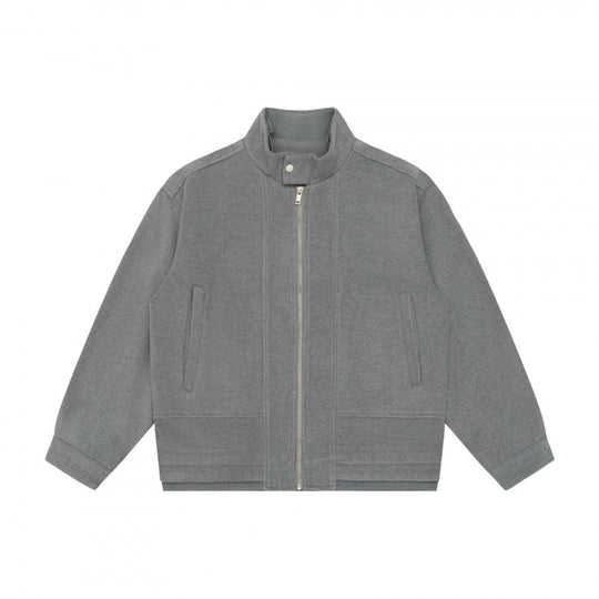 Herren Kurz geschnittener Boxy‑Blouson aus Wollmix mit Stehkragen, Metallreißverschluss und verdeckten Eingrifftaschen Nord Taschen