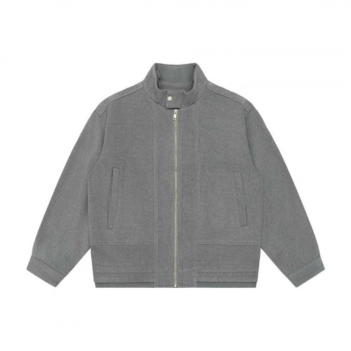Herren Kurz geschnittener Boxy‑Blouson aus Wollmix mit Stehkragen, Metallreißverschluss und verdeckten Eingrifftaschen Nord Taschen