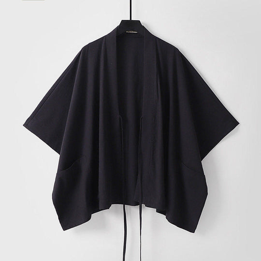 Damen Oversize Kimono-Cardigan mit Bindeband und aufgesetzten Taschen Nord Taschen