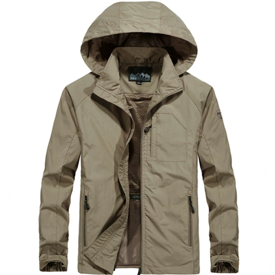 Herren Leichte Allwetter-Fieldjacke mit Kapuze, Mesh‑Innenfutter und Reißverschlusstaschen Nord Taschen