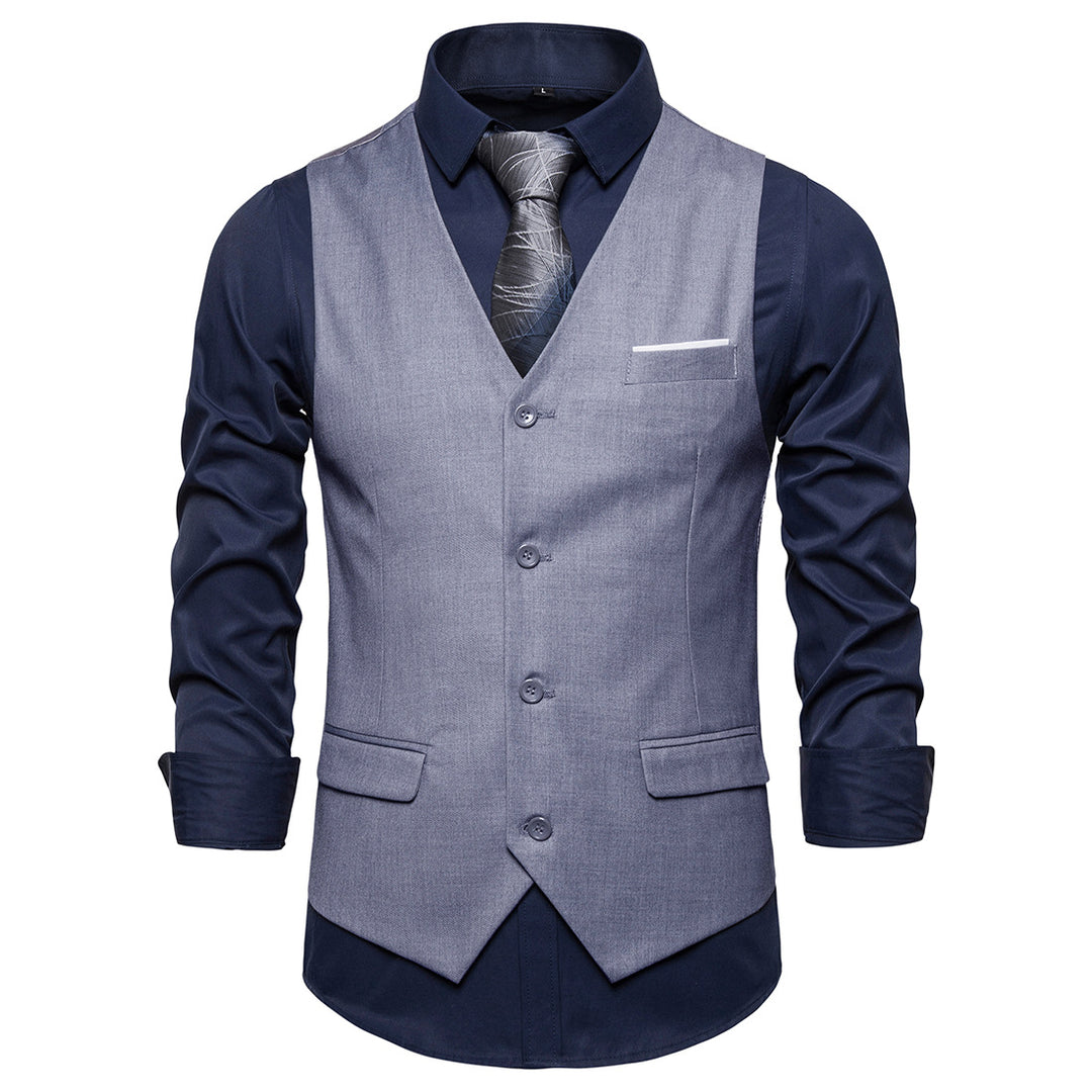 Herren Anzugweste in tailliertem Slim-Fit mit V‑Ausschnitt und Pattentaschen Nord Taschen