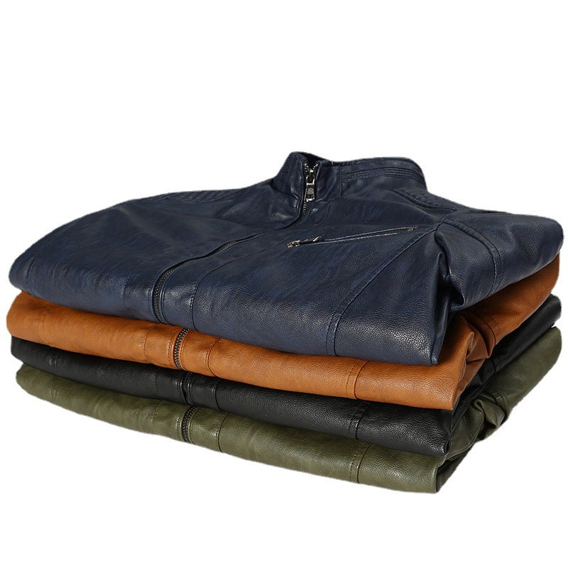 Herren schmal geschnittenes Kunstleder-Blouson mit hochschließendem Stehkragen und Schultersteppung Nord Taschen