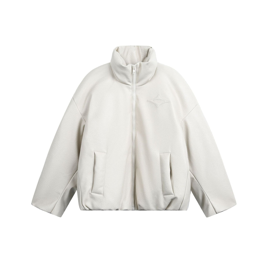 Damen Oversized Kunstleder-Bomberjacke mit hohem Stehkragen Nord Taschen