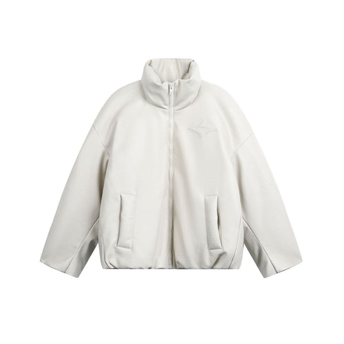 Damen Oversized Kunstleder-Bomberjacke mit hohem Stehkragen Nord Taschen