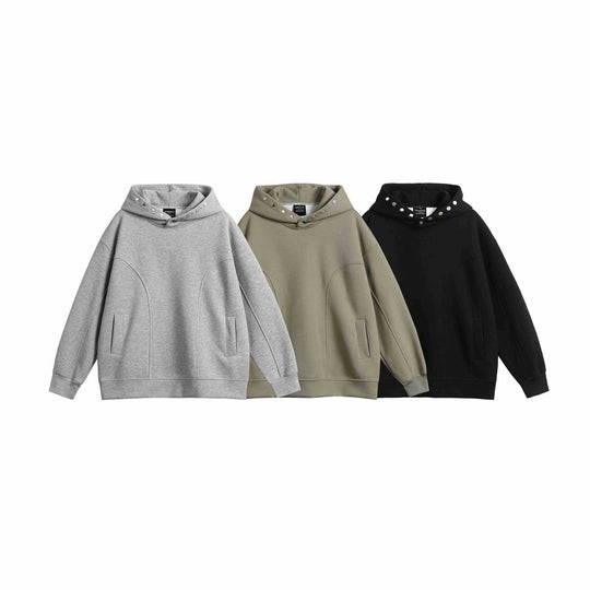Unisex Oversize Kapuzenpullover mit Druckknopffunnel und Teilungsnähten Nord Taschen