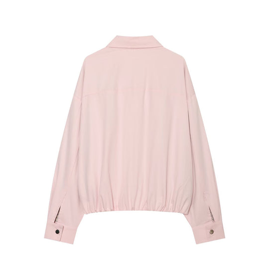 Damen Leichter Cropped‑Blouson mit Hemdkragen, verdecktem Reißverschluss und elastischem Saum Nord Taschen