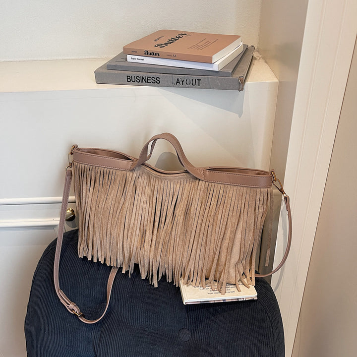Damen Hobo-Tasche mit fransigem Design und komfortablem Schulterriemen Nord Taschen