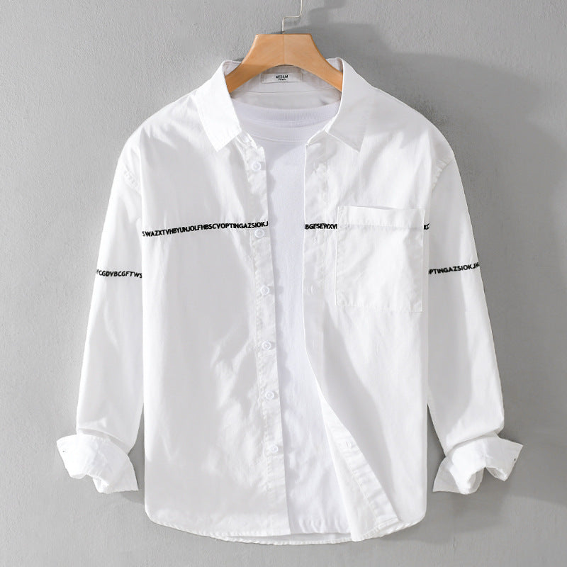 Herren Langarm-Hemd im Overshirt-Stil mit eingearbeitetem Schriftband und Brusttasche Nord Taschen