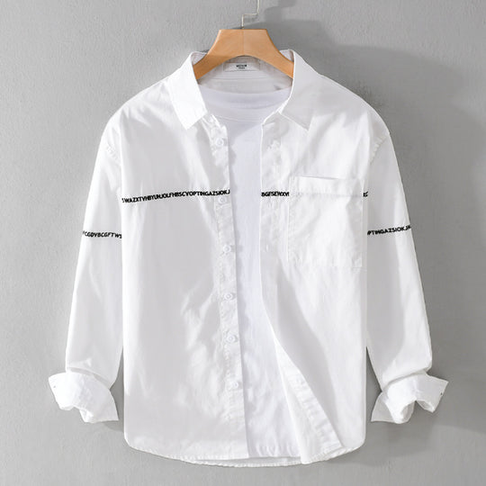 Herren Langarm-Hemd im Overshirt-Stil mit eingearbeitetem Schriftband und Brusttasche Nord Taschen