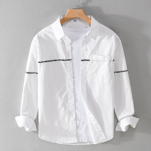 Herren Langarm-Hemd im Overshirt-Stil mit eingearbeitetem Schriftband und Brusttasche Nord Taschen