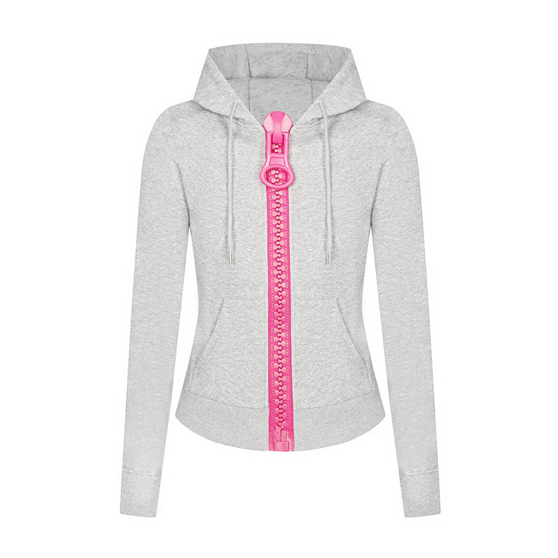 Damen Kapuzen-Sweatjacke mit markantem Zierreißverschluss und Kängurutasche Nord Taschen