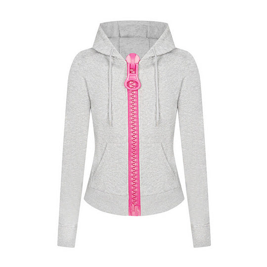 Damen Kapuzen-Sweatjacke mit markantem Zierreißverschluss und Kängurutasche Nord Taschen