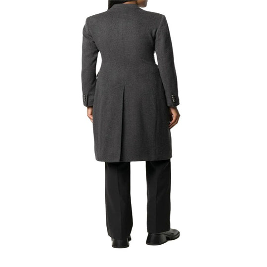 Damen Schlanker Tailoring-Longcoat mit Schalkragen, taillierter Nahtführung und verdeckter Knopfleiste Nord Taschen