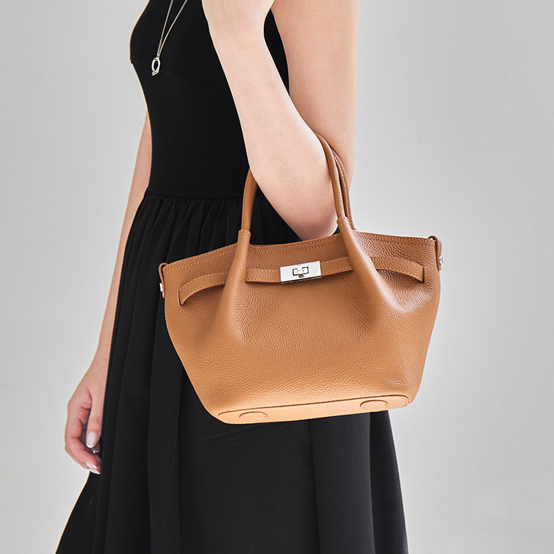 Damen elegante Tragetasche mit strukturiertem Leder und praktischem Verschluss Nord Taschen