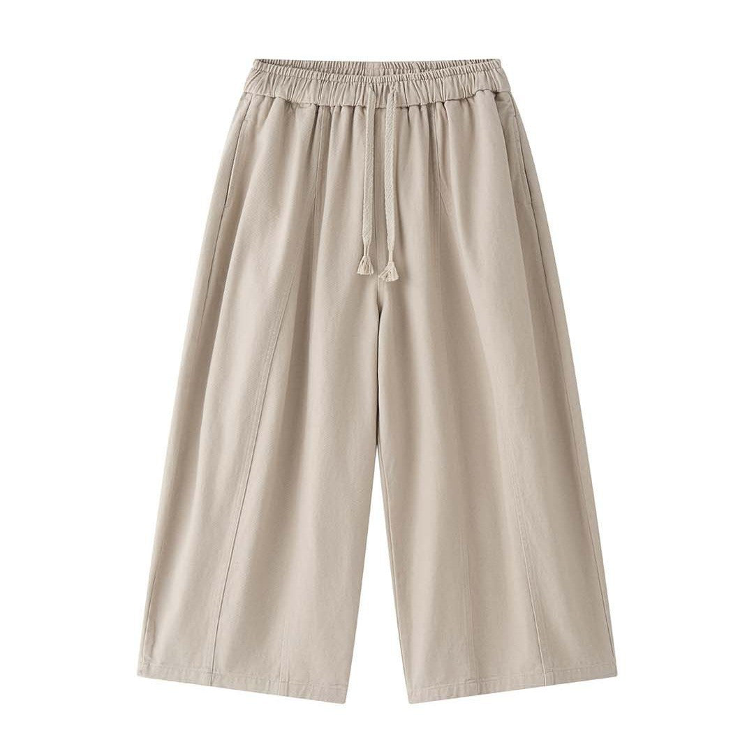 Damen Weite High‑Waist Canvas‑Culotte mit Kordelbund und Ziernähten Nord Taschen