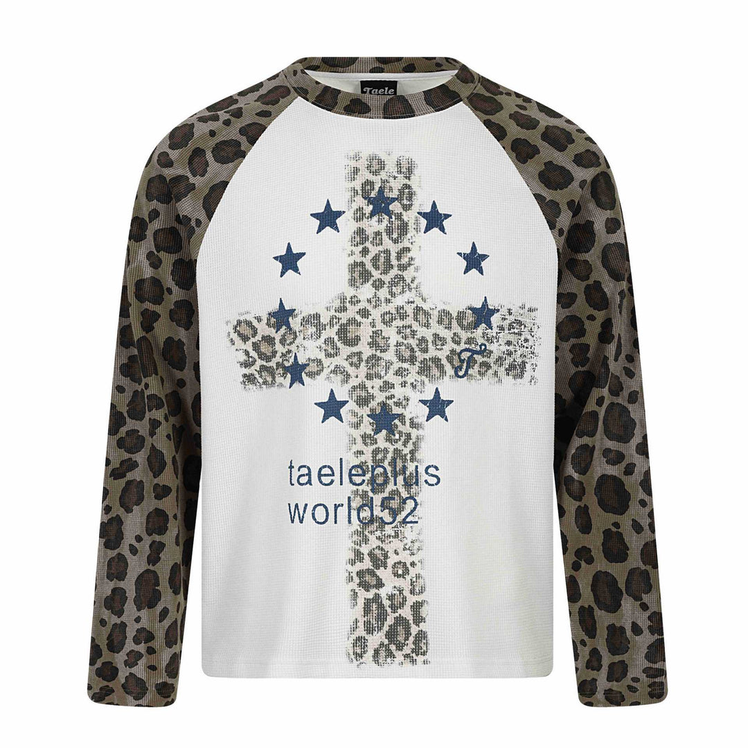 Damen Langarm-Thermo-Shirt mit Raglanärmeln und Leopard-Einsätzen Nord Taschen