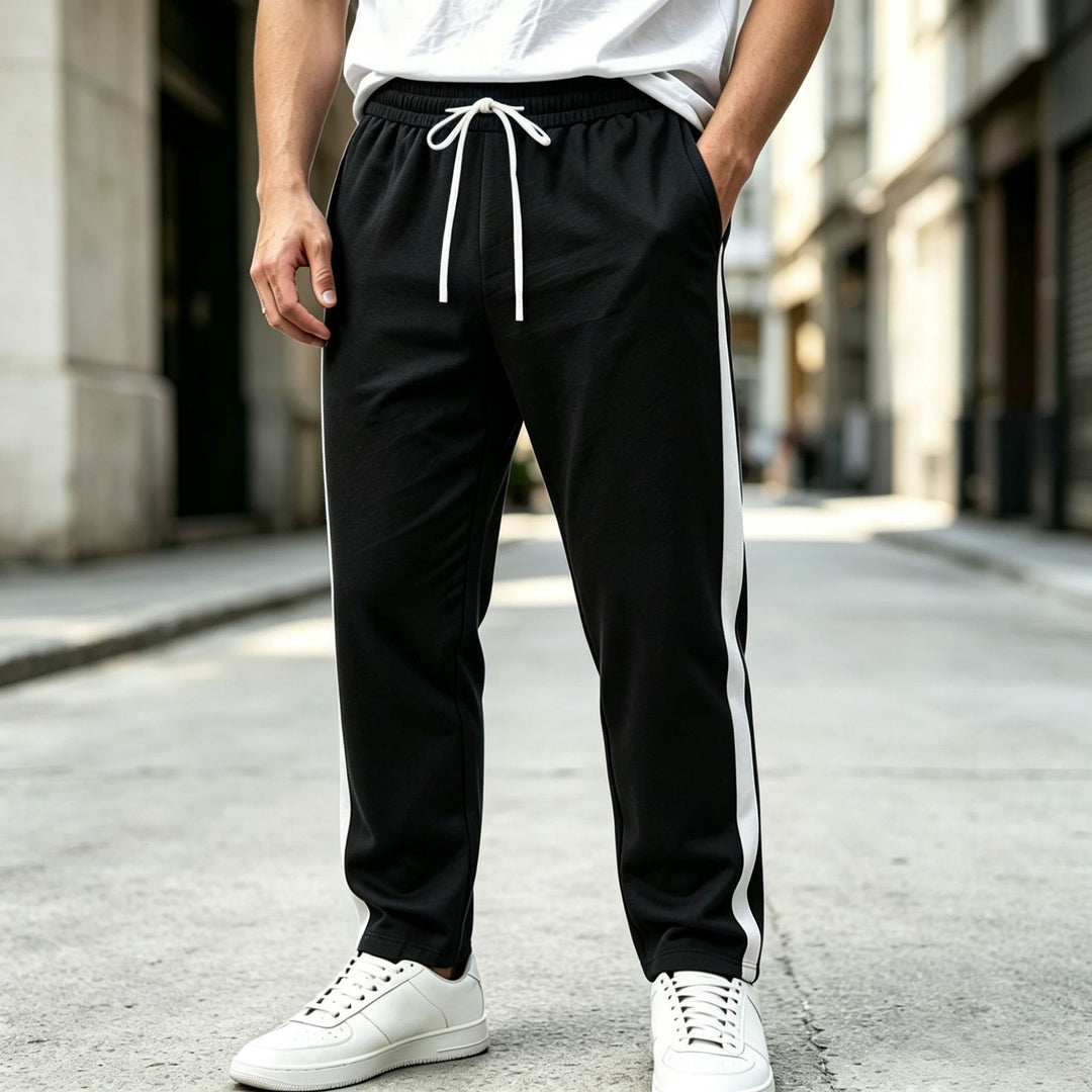 Herren Jogginghose mit seitlichem Kontraststreifen, elastischem Bund und Kordelzug Nord Taschen