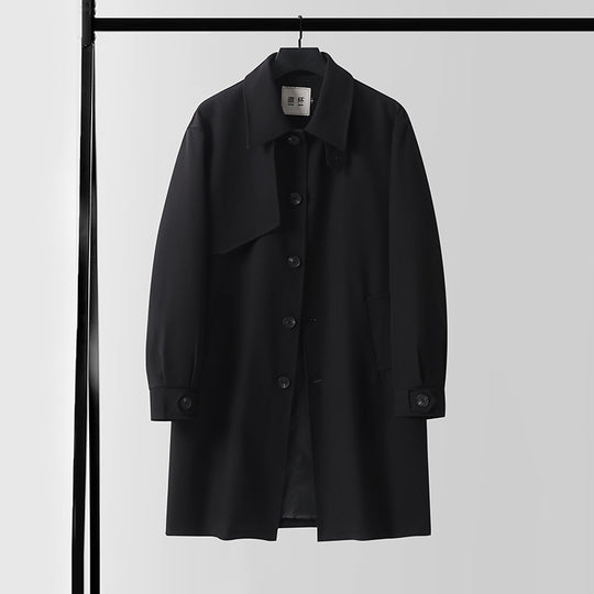 Herren Moderner minimalistischer Trenchcoat mit asymmetrischer Schulterklappe und knielanger Silhouette Nord Taschen