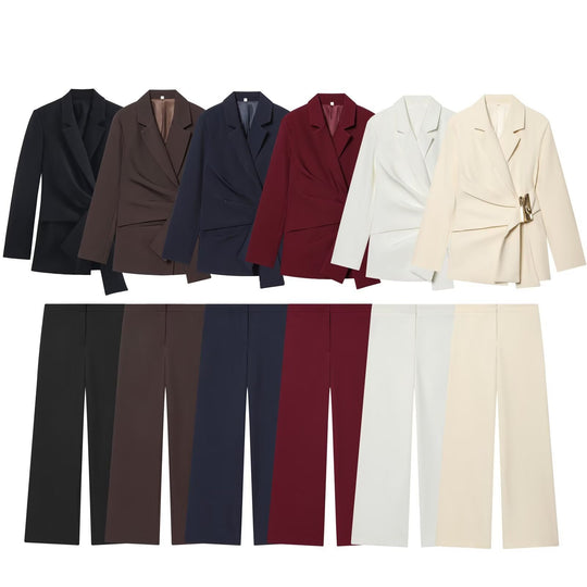 Damen Hochtaillierte Palazzo-Hose mit weitem Bein und glattem Bund Nord Taschen