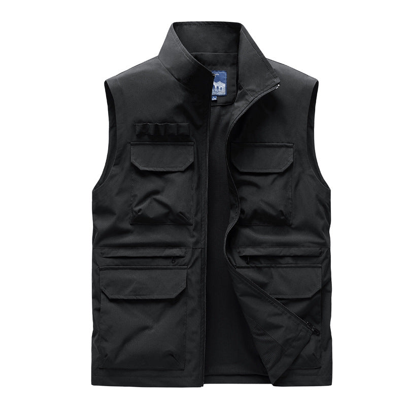 Herren Outdoor-Utilityweste mit acht Multifunktionstaschen, robustem Baumwollmix und Windschutzkragen Nord Taschen