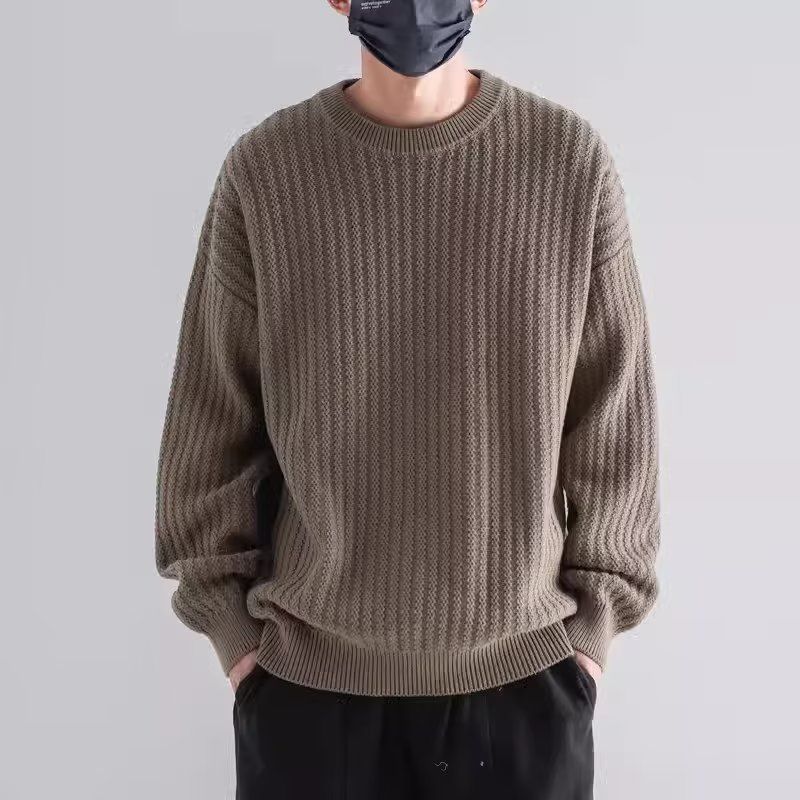 Herren Gemütlicher Grobstrickpullover mit Rundhalsausschnitt Nord Taschen
