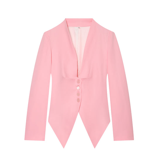 Damen taillierter Blazer mit spitzem Schößchen und tiefem V-Ausschnitt Nord Taschen