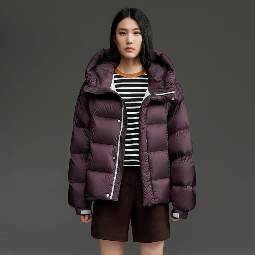 Damen Kurze Stepp-Daunenjacke mit Kapuze Nord Taschen