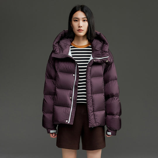 Damen Kurze Stepp-Daunenjacke mit Kapuze Nord Taschen